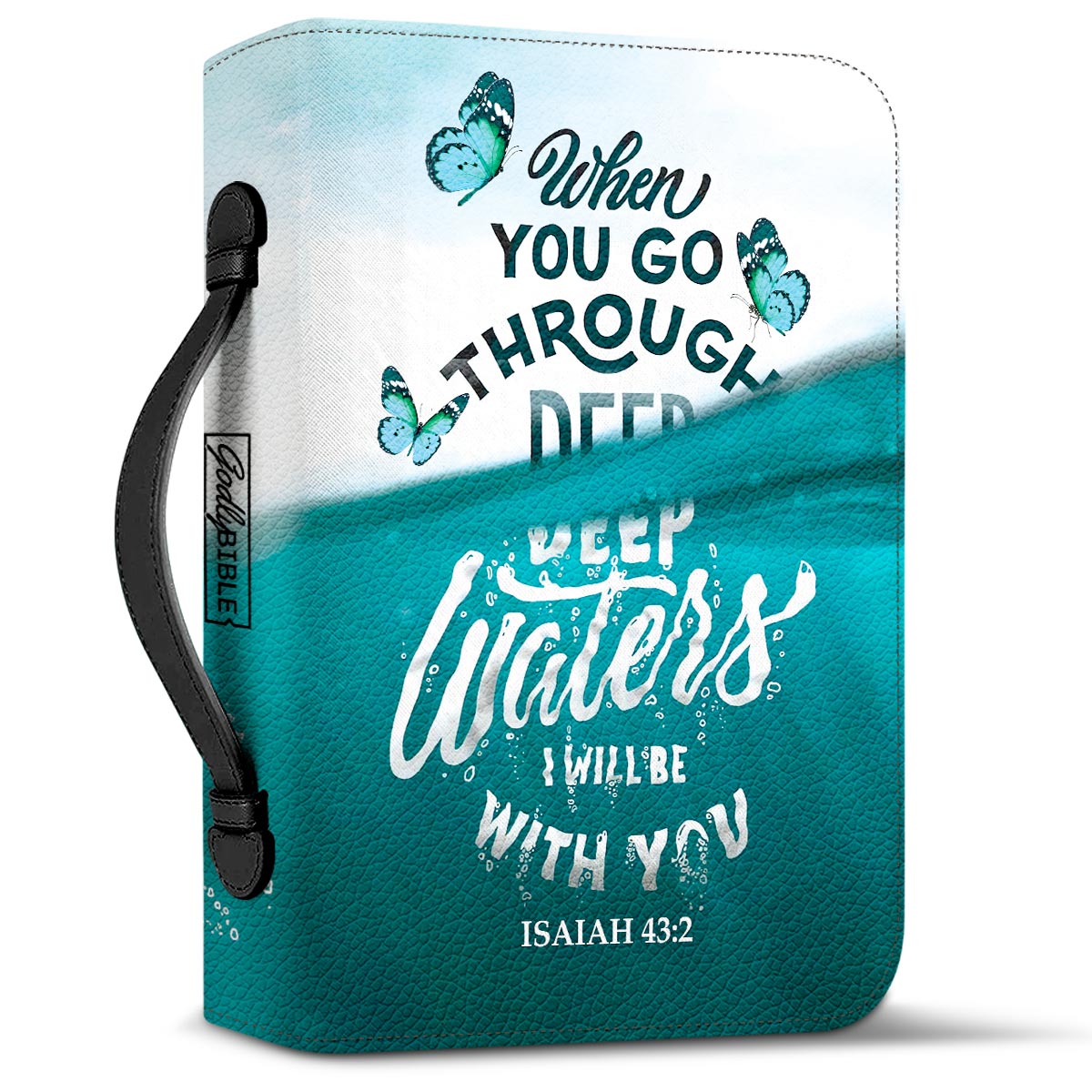 When You Go Through Deep Waters I Will Be With You Isaiah 43 Personalized Bible Cover - Pastor's Bible Covers