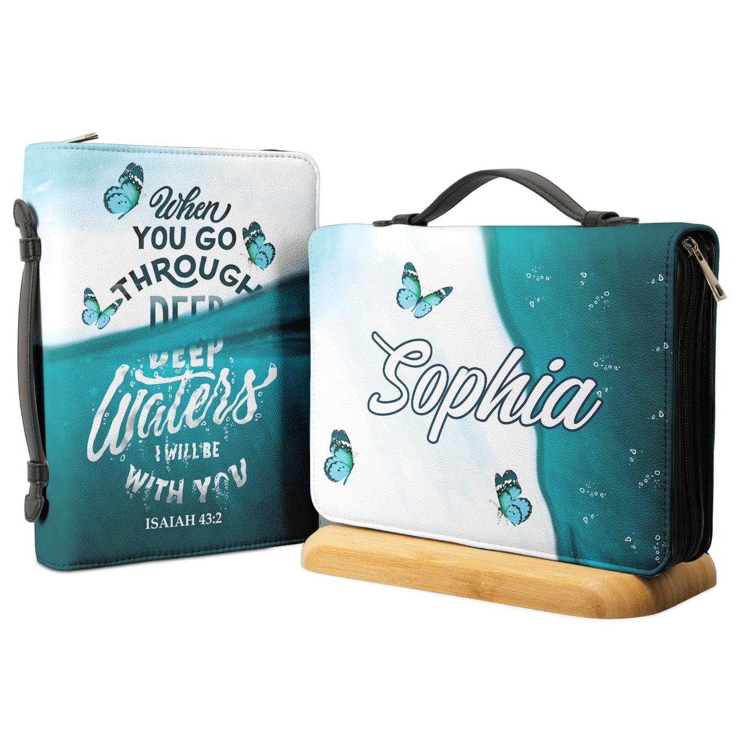 When You Go Through Deep Waters I Will Be With You Isaiah 43 Personalized Bible Cover - Pastor's Bible Covers