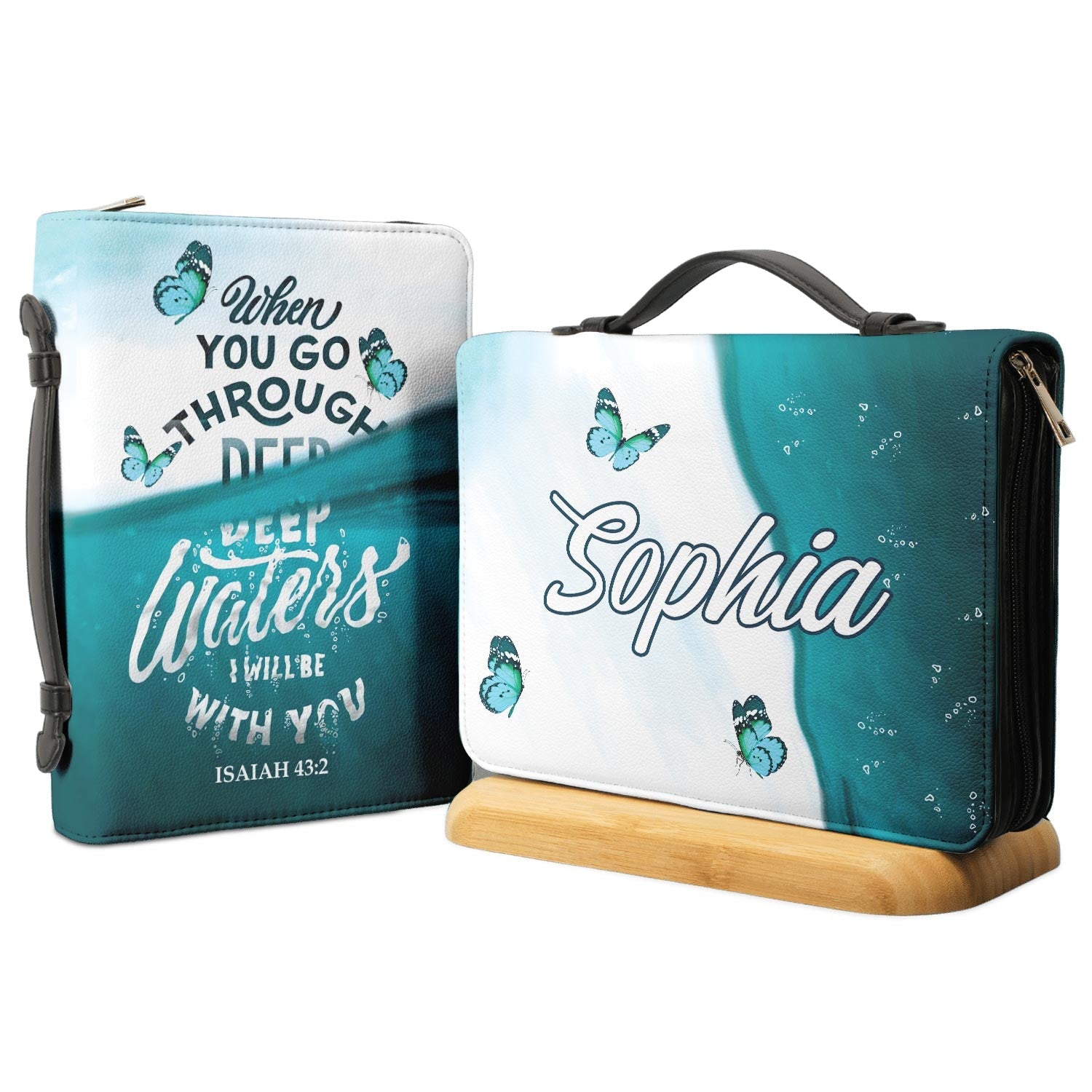 When You Go Through Deep Waters I Will Be With You Isaiah 43 Personalized Bible Cover - Pastor's Bible Covers