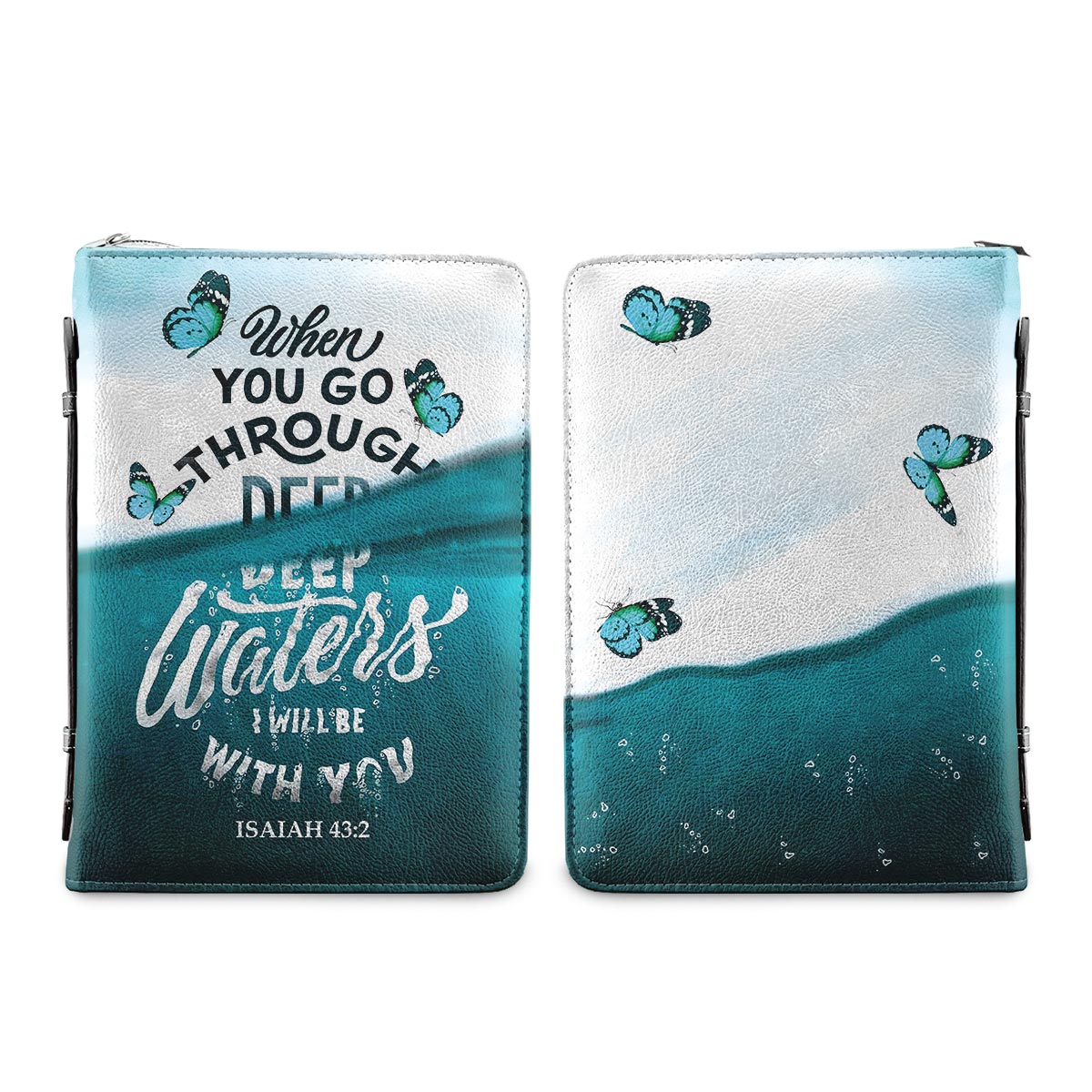 When You Go Through Deep Waters I Will Be With You Isaiah 43 Personalized Bible Cover - Pastor's Bible Covers