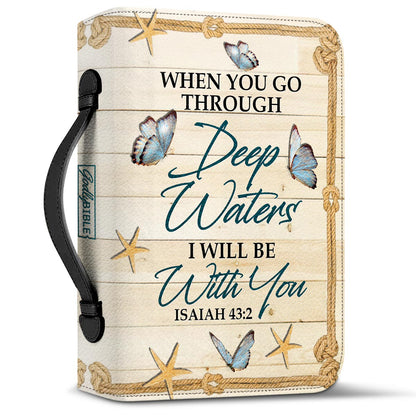 When You Go Through Deep Waters I Will Be With You Personalized Bible Cover - Pastor's Bible Covers