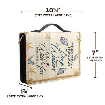 When You Go Through Deep Waters I Will Be With You Personalized Bible Cover - Pastor's Bible Covers