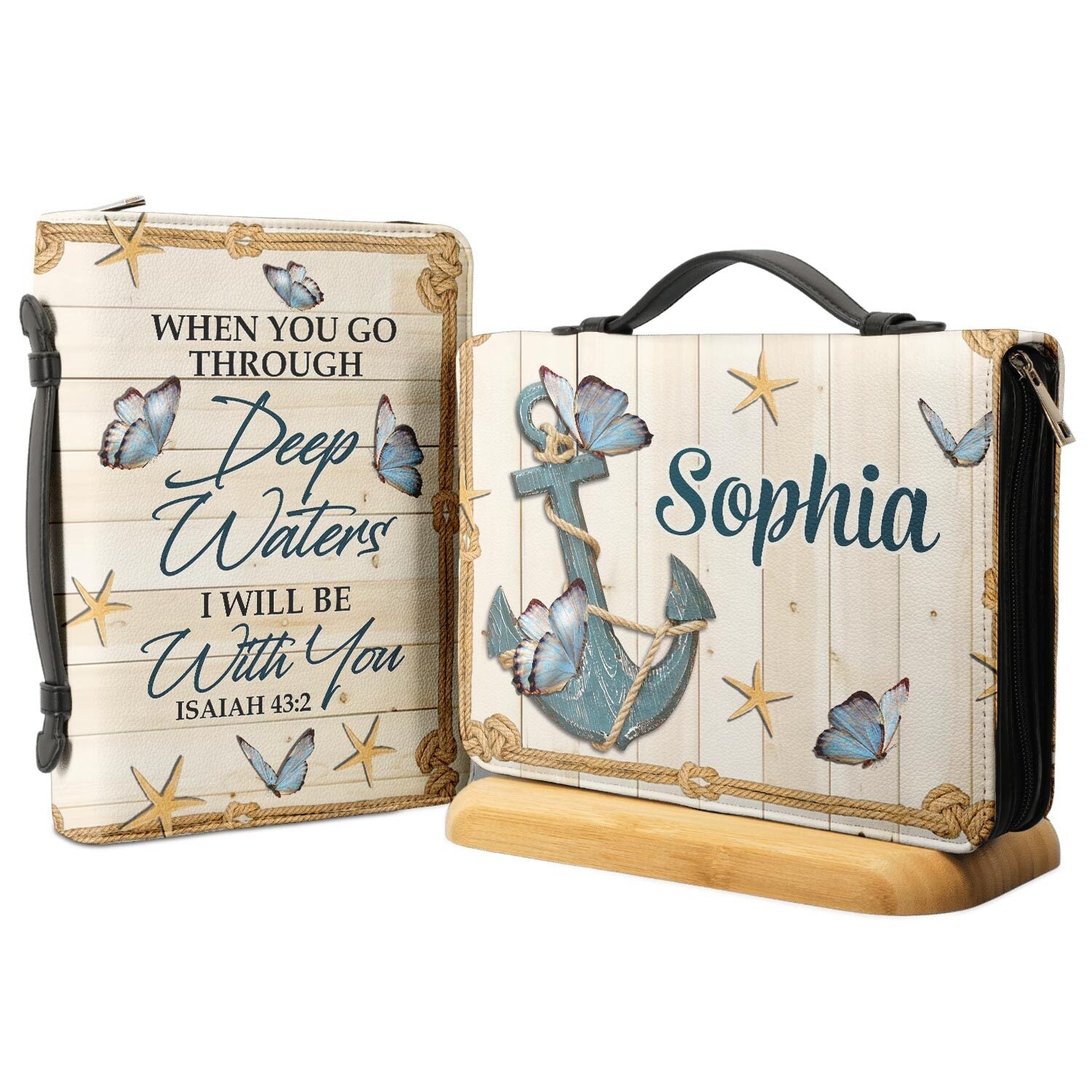 When You Go Through Deep Waters I Will Be With You Personalized Bible Cover - Pastor's Bible Covers