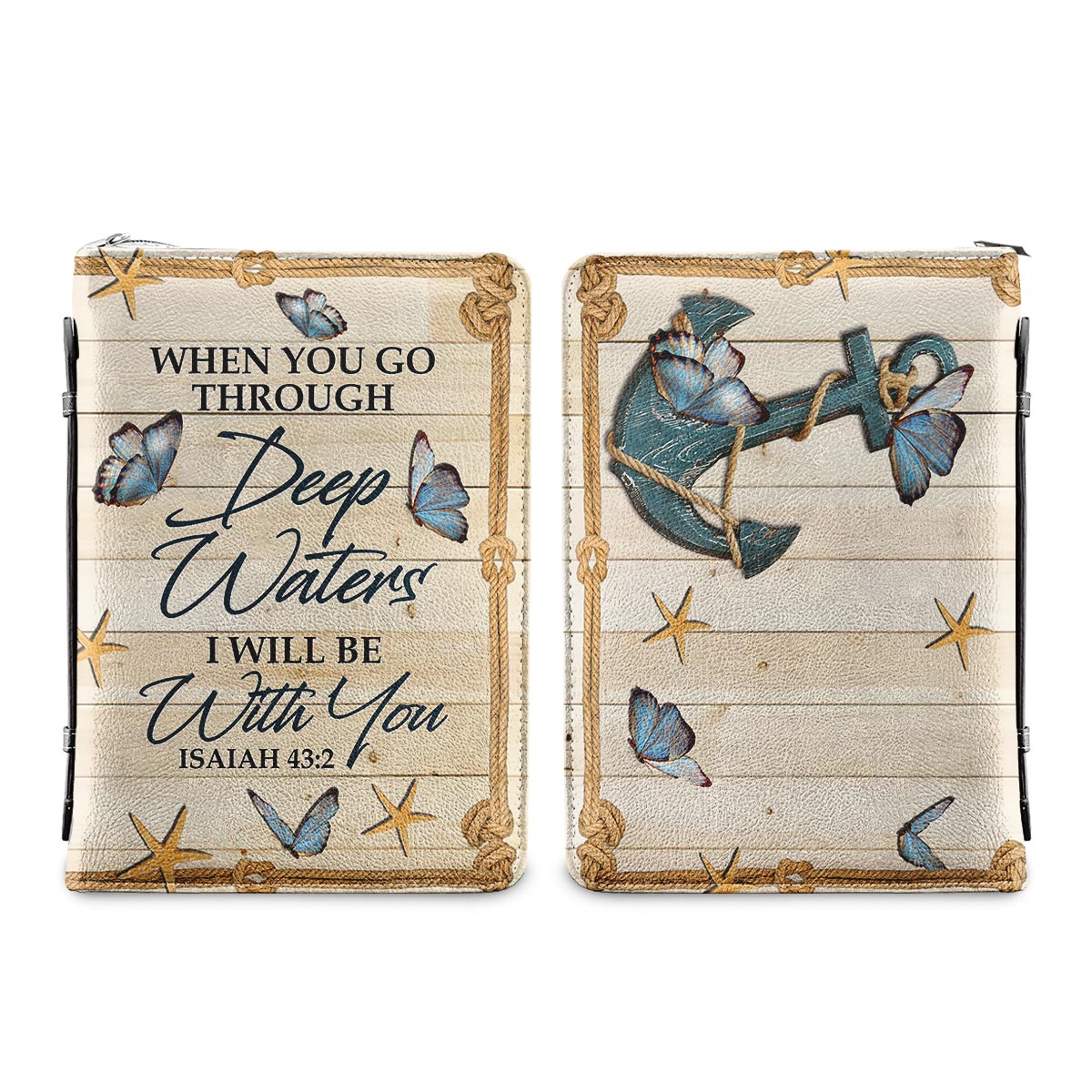 When You Go Through Deep Waters I Will Be With You Personalized Bible Cover - Pastor's Bible Covers
