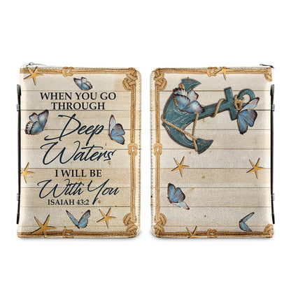 When You Go Through Deep Waters I Will Be With You Personalized Bible Cover - Pastor's Bible Covers