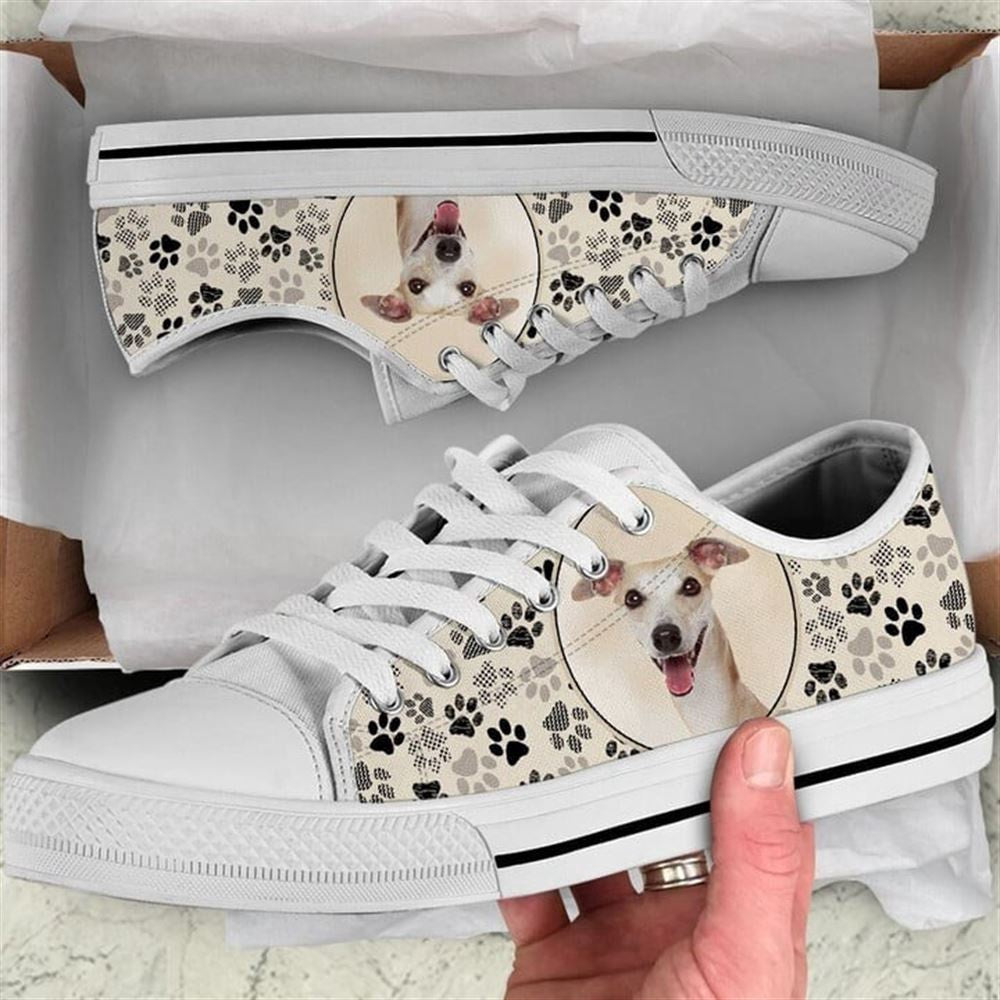 Whippet Dog Pattern Brown Canvas Low Top Shoes - Low Top Shoes Mens, Women, Dog Printed Shoes, Canvas Shoes For Men, Women