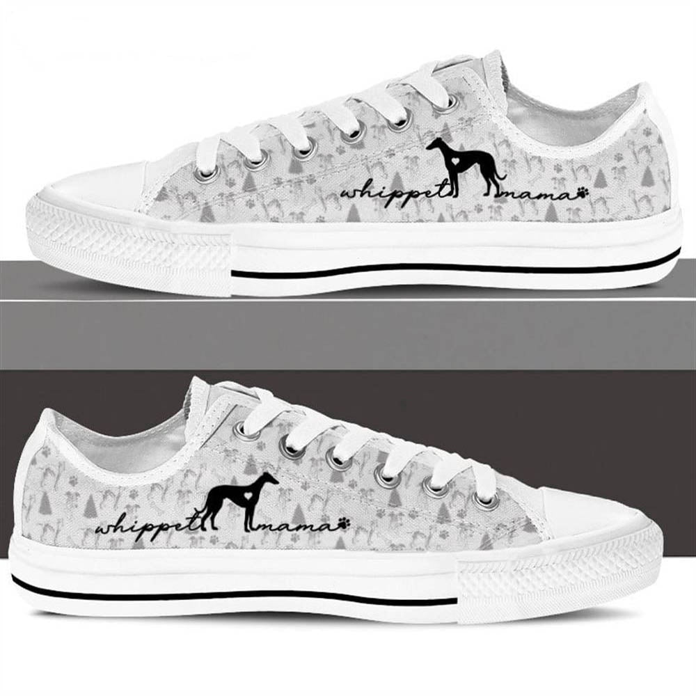 Whippet Low Top Shoes - Dog Walking Shoes Men Women, Dog Printed Shoes, Canvas Shoes For Men, Women