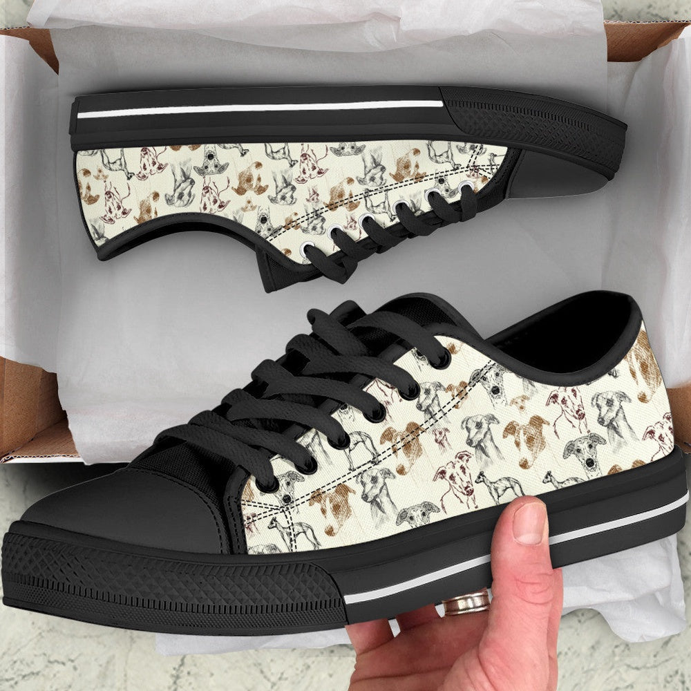 Whippet Low Top Shoes - Lowtop Casual Shoes Gift For Adults, Dog Printed Shoes, Canvas Shoes For Men, Women