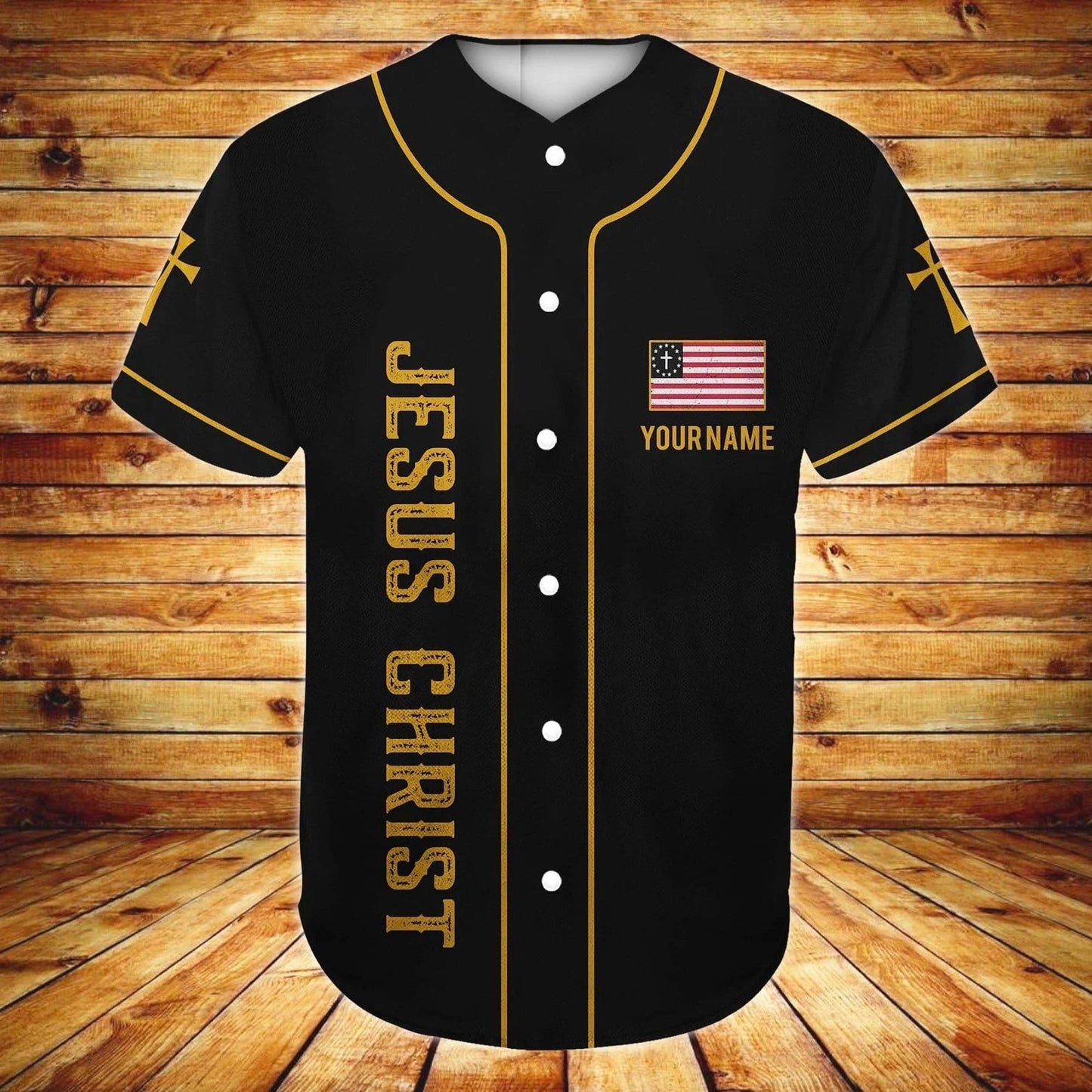 Wings American Flag Cross One Nation Under God Custom Baseball Jersey - Personalized Jesus Baseball Jersey For Men and Women