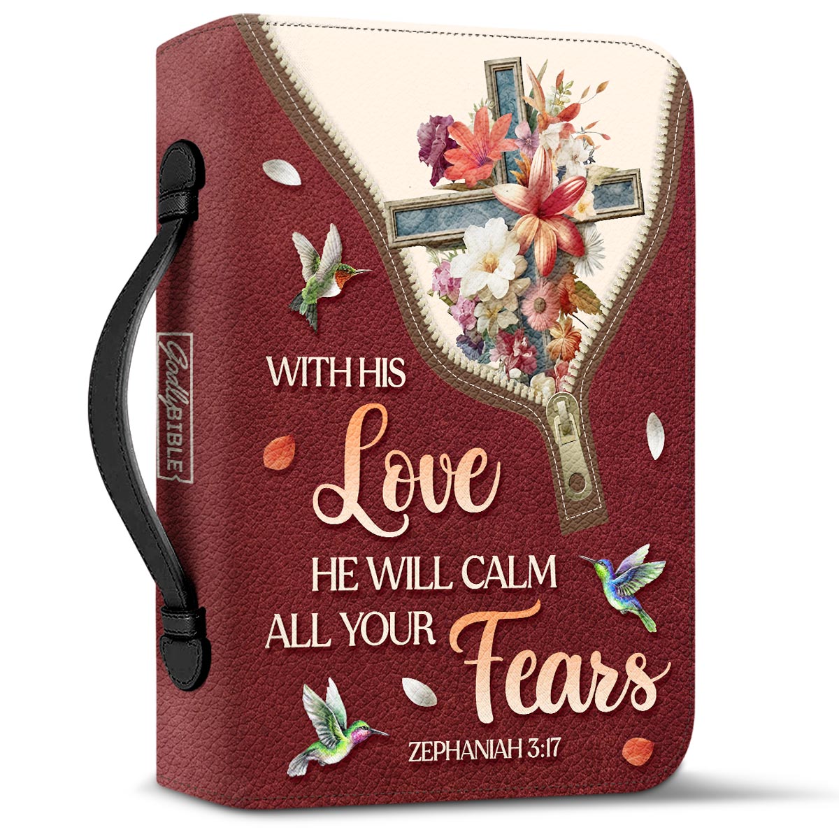 With His Love He Will Calm All Your Fears Zephaniah 317 Personalized Bible Cover - Pastor's Bible Covers