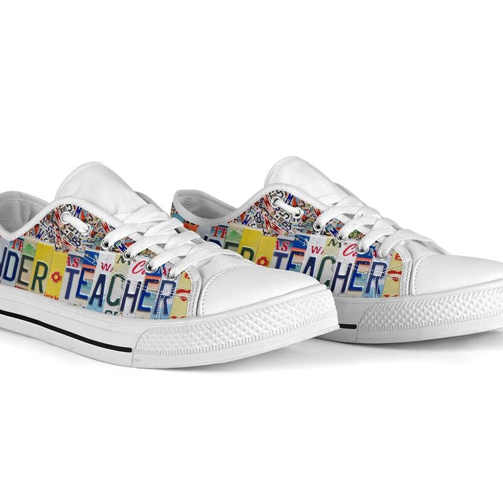 Wonder Teacher License Plates Low Top Shoes, Teacher Shoes, Low Top Sneakers
