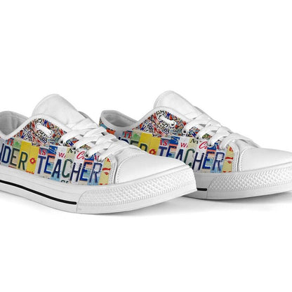 Wonder Teacher License Plates Low Top Shoes, Teacher Shoes, Low Top Sneakers