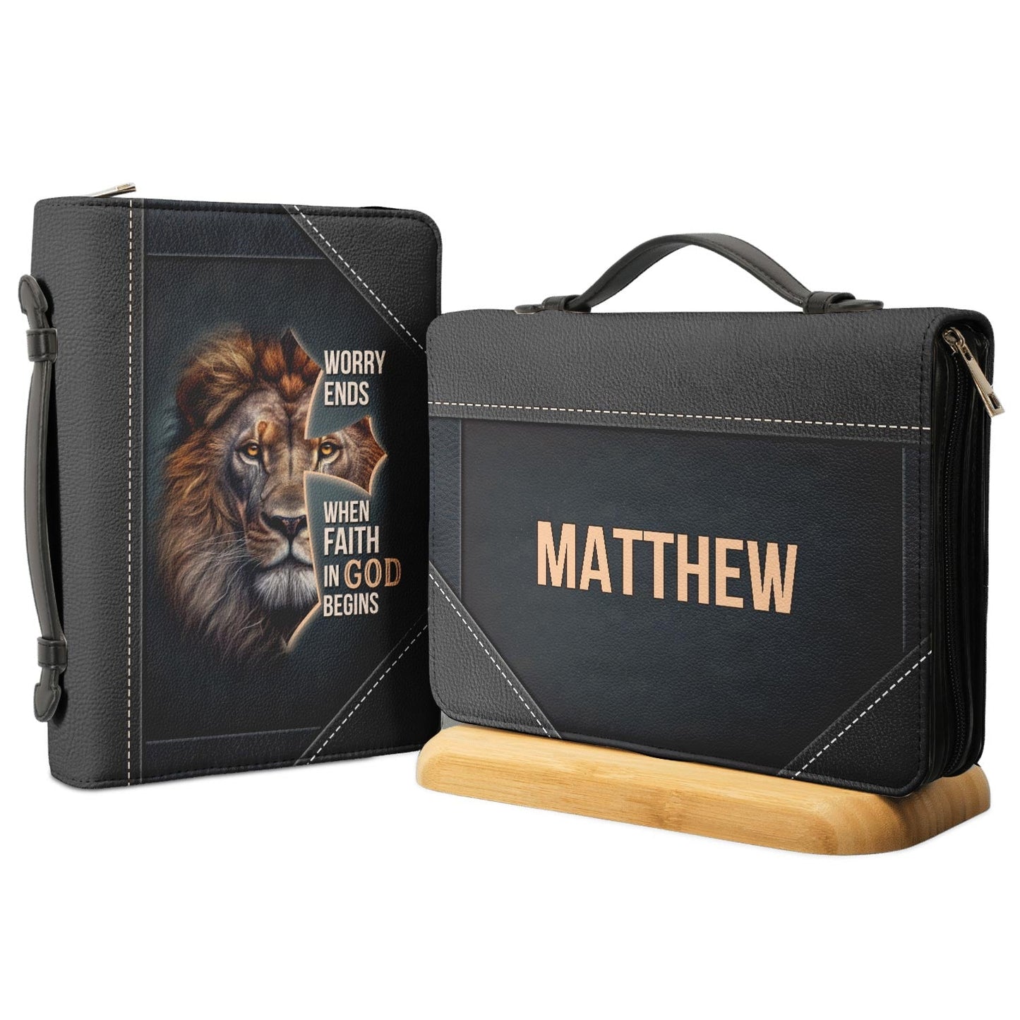 Worry Ends When Faith In God Begins Personalized Bible Cover - Pastor's Bible Covers