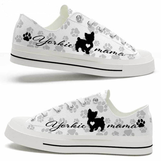 Yorkshire Terrier Paws Pattern Low Top Shoes - Happy International Dog Day Canvas Sneaker, Dog Printed Shoes, Canvas Shoes For Men, Women