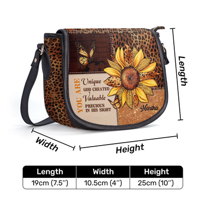 You Are God Created Personalized Leather Saddle Bag - Christian Women's Handbag Gifts