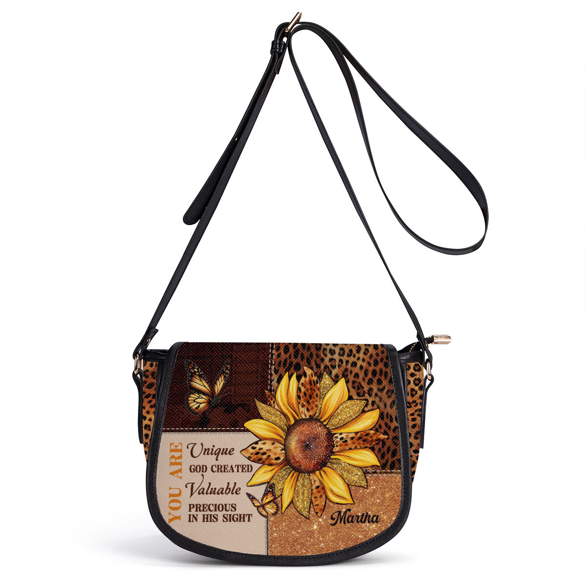 You Are God Created Personalized Leather Saddle Bag - Christian Women's Handbag Gifts