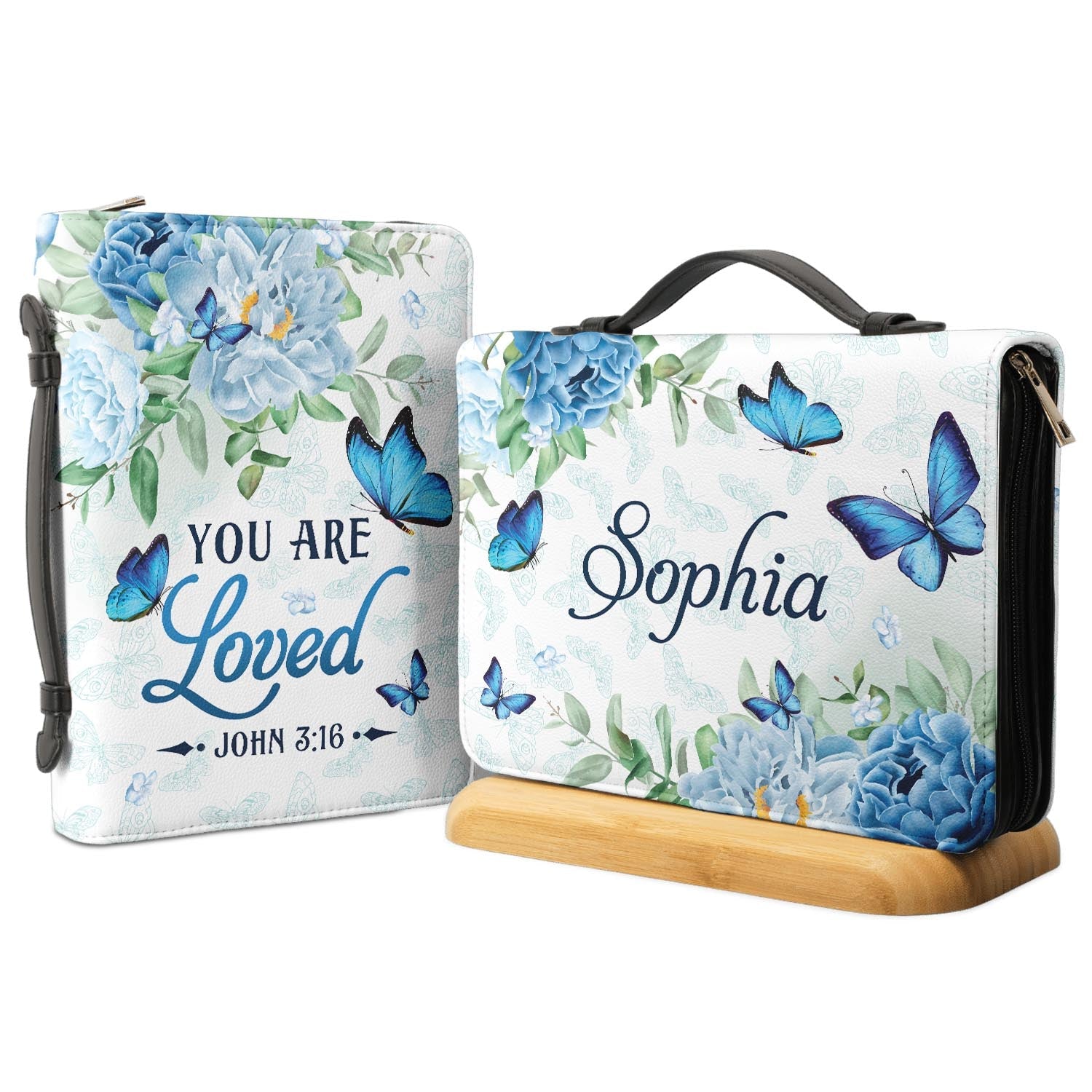 You Are Loved John 3 16 Flower Butterfly Personalized Bible Cover - Pastor's Bible Covers