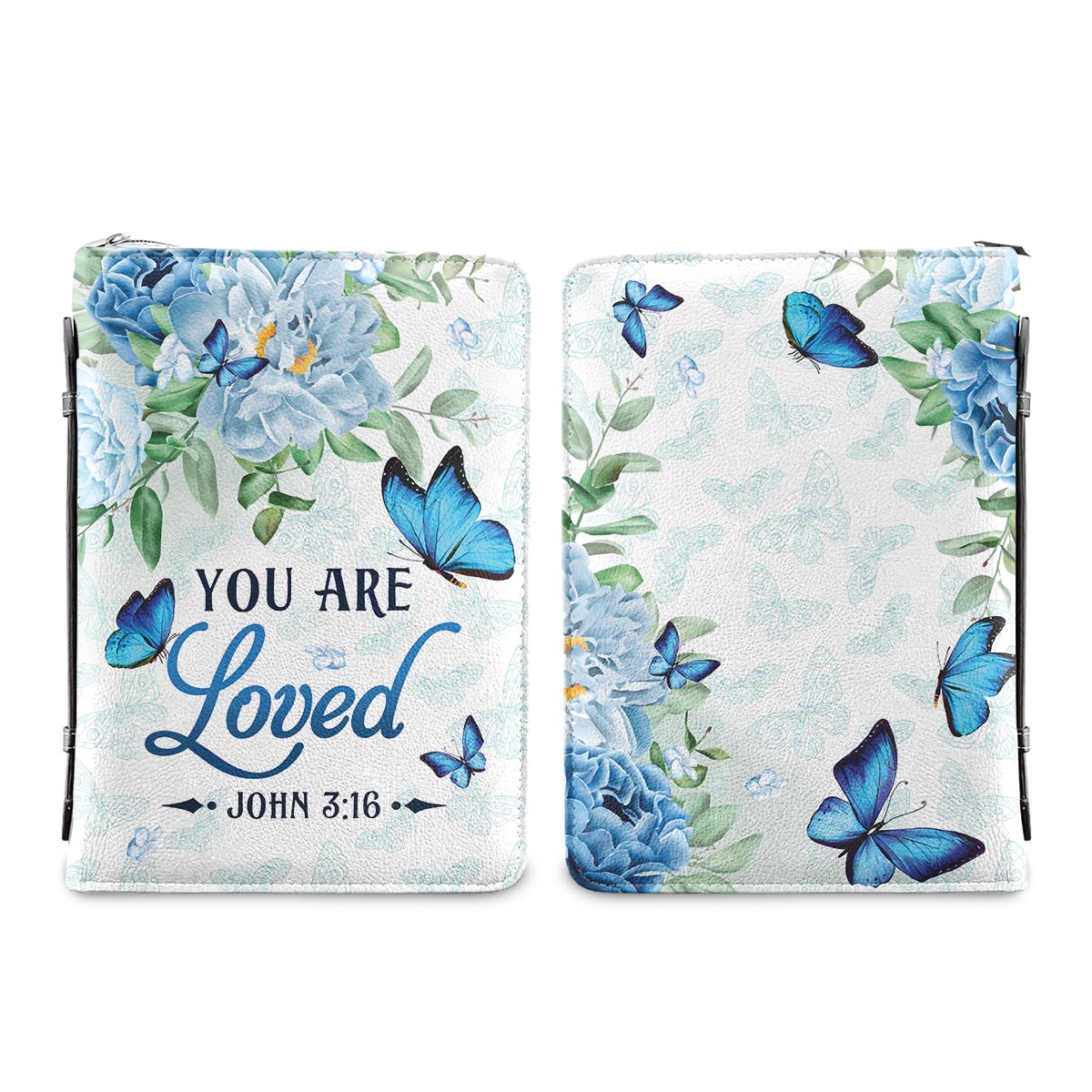 You Are Loved John 3 16 Flower Butterfly Personalized Bible Cover - Pastor's Bible Covers