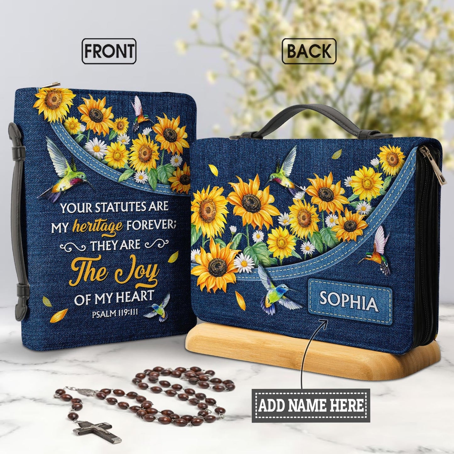 Your Statutes Are My Heritage Forever Psalm 119 111 Flower Hummingbird Personalized Bible Cover - Pastor's Bible Covers
