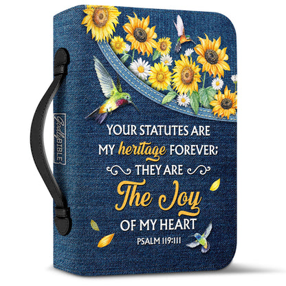Your Statutes Are My Heritage Forever Psalm 119 111 Flower Hummingbird Personalized Bible Cover - Pastor's Bible Covers
