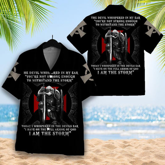 The Devil Whispered in My Ear I Am The Storm Hawaiian Shirt - Christian Mens Hawaiian Shirt