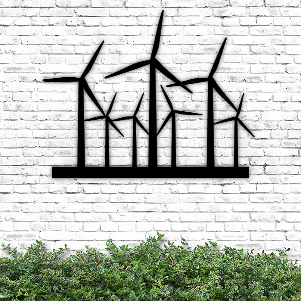 Metal Wind Turbines Sign - Metal Windmill Wall Art