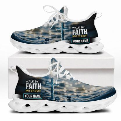 Side profile of the Christian Jesus Christ sneakers showcasing the serene scripture theme with a bold white traction outsole
