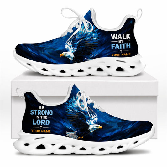 Side profile of Christian Jesus shoes showing the patriotic bald eagle design on a white traction outsole