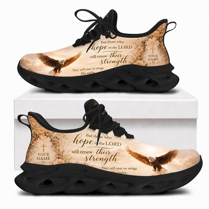 Side view of Custom Name Isaiah 40 31 Hope In The Lord Max Soul Shoes in black sole showing the custom name field