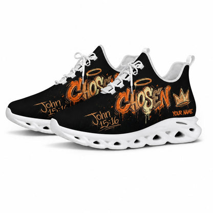 Studio 3/4 angle of Jesus Christ Chosen style sports sneakers with flexible white running soles