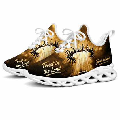 Studio 3/4 angle of Jesus Christ sports sneakers featuring magnificent heaven light ray graphics on white outsoles