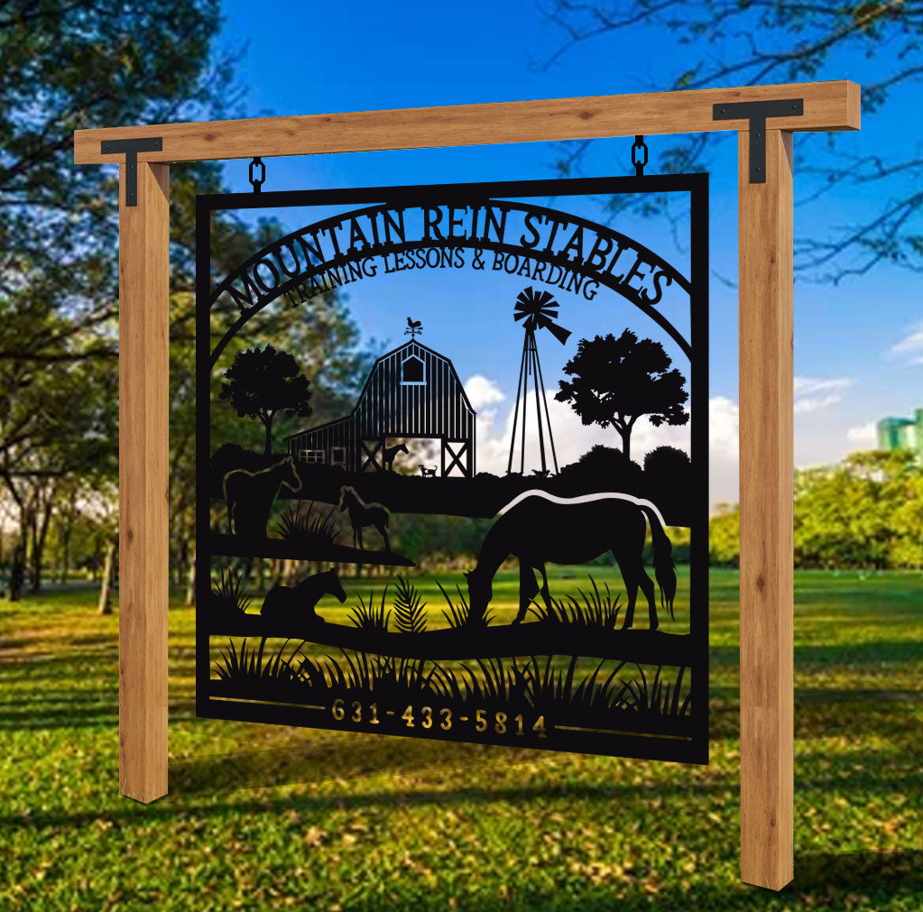 Custom Metal Horse Stable Barn Sign - Custom Horse Farm Sign - Farm Ho ...