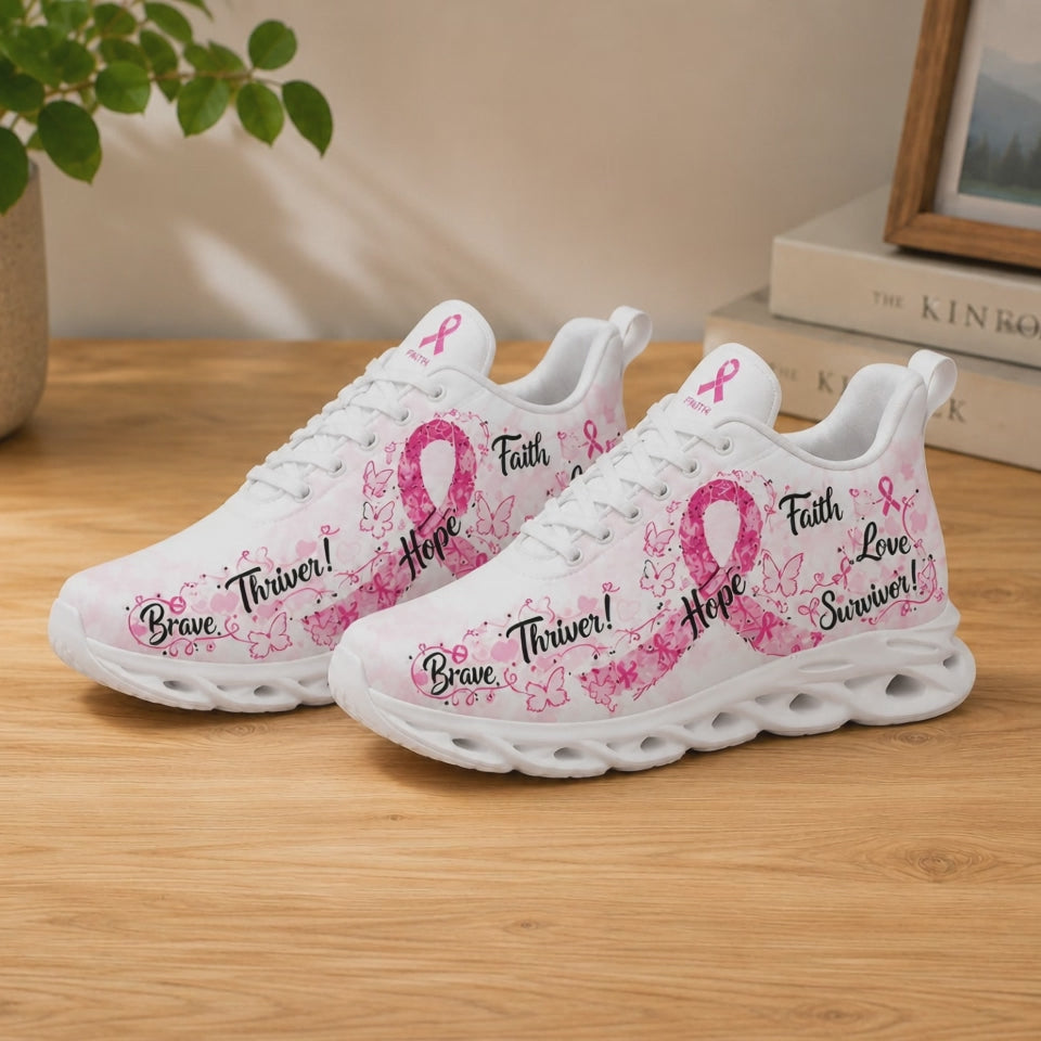 Product video showcase of Custom Name Breast Cancer Awareness Max Soul Shoes highlighting textures and custom name print