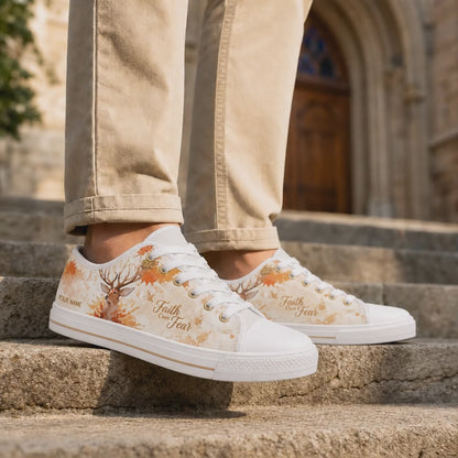 Custom Name Faith Over Fear Deer Artistic Personalized Low Top Shoes