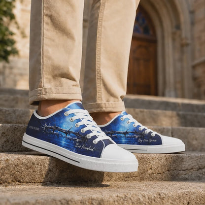 Custom Name Crown Of Thorns Faith Custom Low Top Canvas Shoes