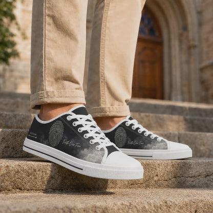 Custom Name Faith Over Fear Fingerprint Modern Personalized Low Top Shoes