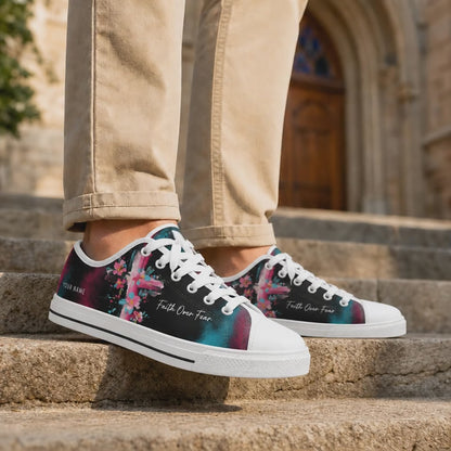 Custom Name Faith Over Fear Graphic Personalized Low Top Shoes