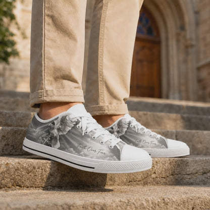Custom Name Faith Over Fear Design Printed Low Top Shoes
