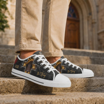 Custom Name Be Strong Lion Graphic Low Top Shoes