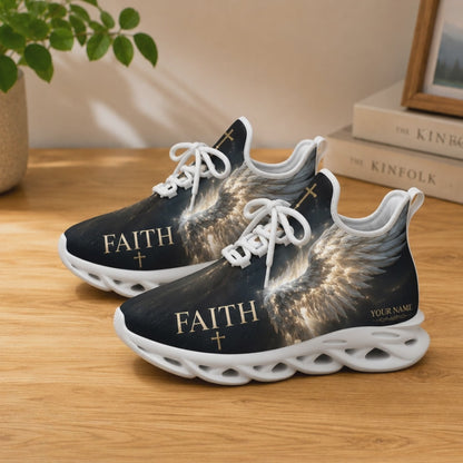 Custom Name Faith Cross Angel Wings Max Soul Shoes