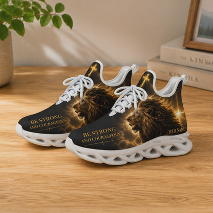 Custom Name Be Strong And Courageous Roaring Lion Max Soul Shoes