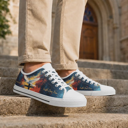Custom Name Faith Over Fear Dove Graphic Personalized Low Top Shoes