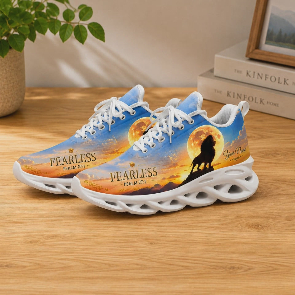 Product showcase video of Fearless Lion Max Soul shoes demonstrating textures and custom design details