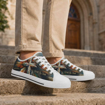 Custom Name Walk By Faith Cross Artistic Personalized Low Top Shoes
