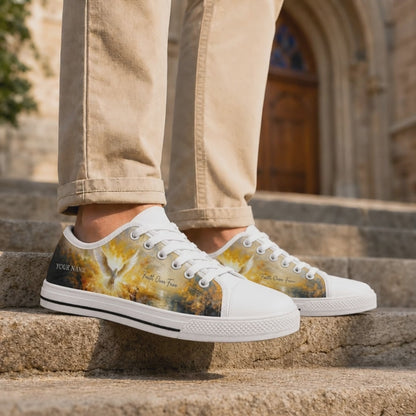 Custom Name Faith Over Fear Dove Graphic Low Top Shoes