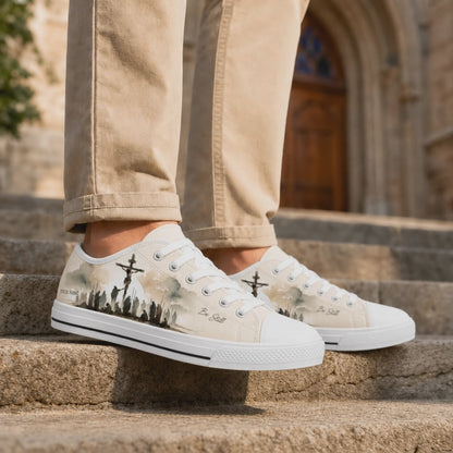Custom Name Crucifixion Silhouette Scene Classic Personalized Low Top Shoes