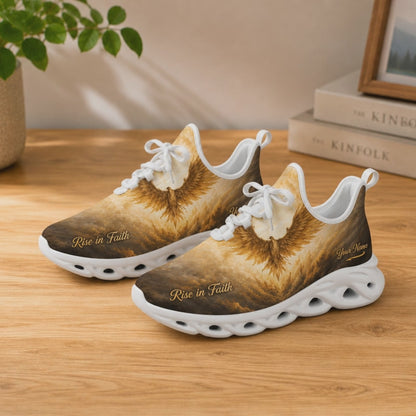 Custom Name Rise In Faith Golden Eagle Max Soul Shoes