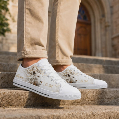 Custom Name Be Still Lion Artistic Low Top Shoes
