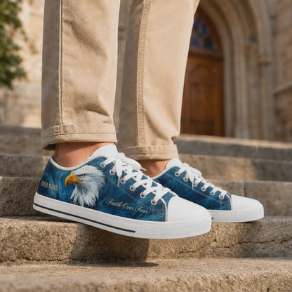 Custom Name Bald Eagle Faith Design Personalized Low Top Shoes