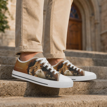 Custom Name Lion And Lamb Faith Graphic Personalized Low Top Shoes